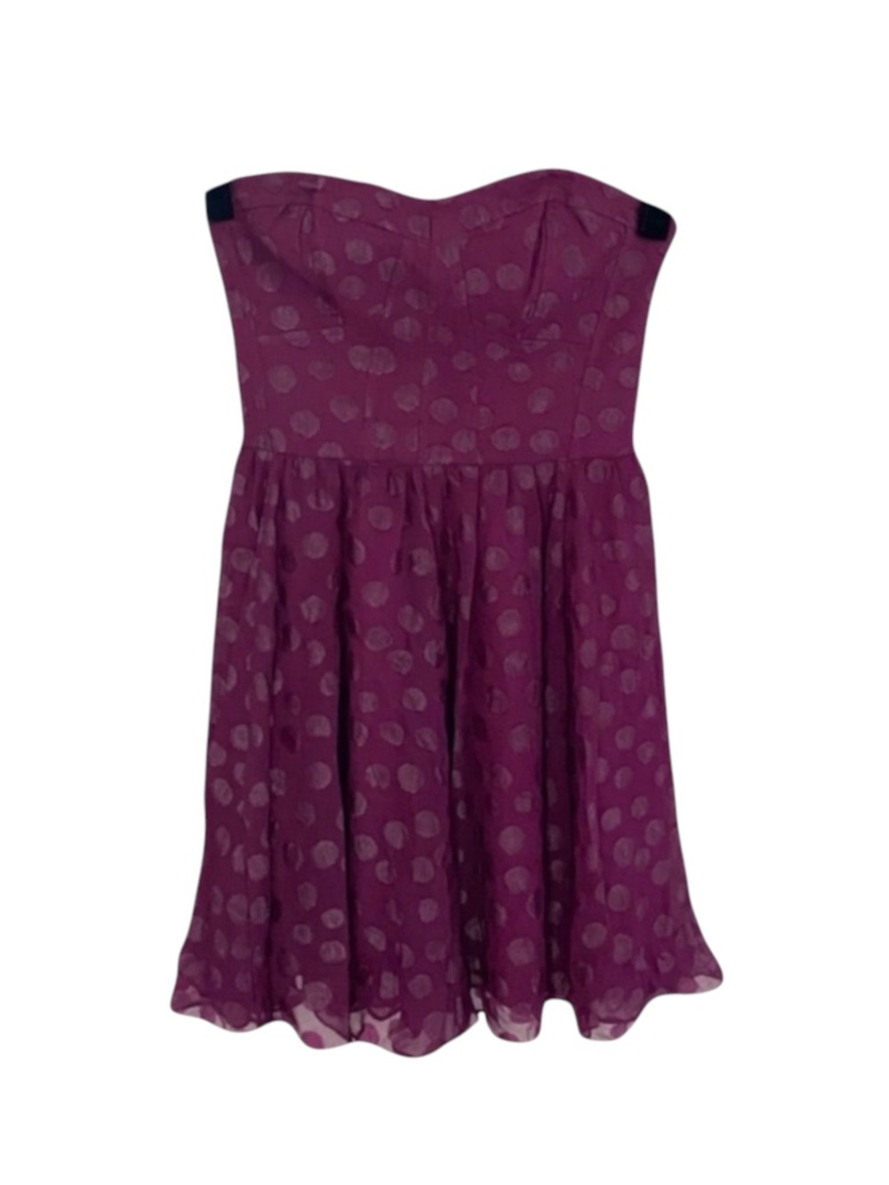new Guess 𖦹 Chiffon Strapless Polka Dot Cocktail Dress 𖦹 Amethyst Purple 𖦹 4 - Picture 5 of 16